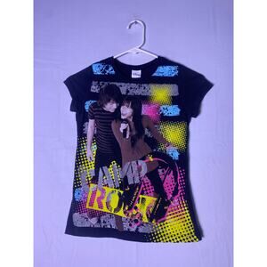 Disney Hip Girls Camp Rock Black T-Shirt Demi Lovato & Joe Jonas Size XS